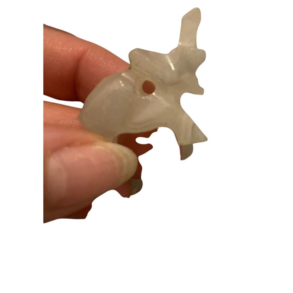 Hard carved Miniature  Elephant White Quartz 1.25" Tall Necklace Charm Good Luck